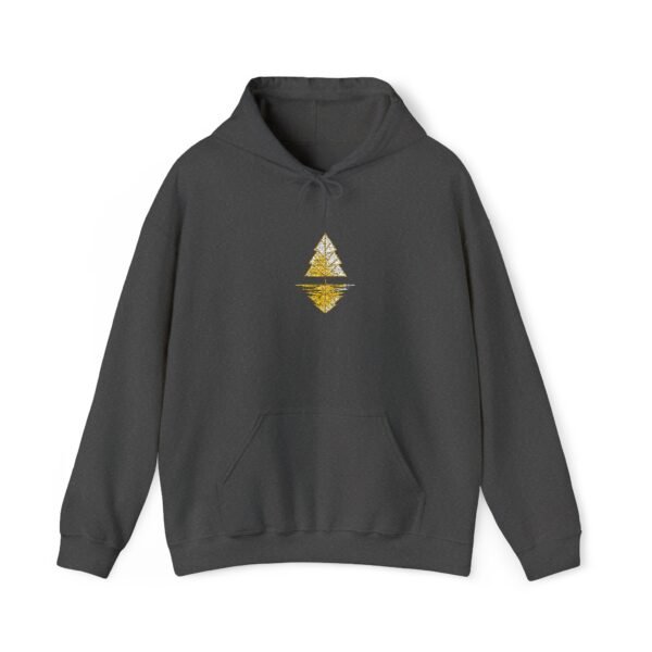 Goldener geometrischer Weihnachtsbaum-Hoodie – minimalistisches Golddesign
