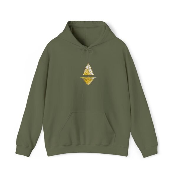 Goldener geometrischer Weihnachtsbaum-Hoodie – minimalistisches Golddesign