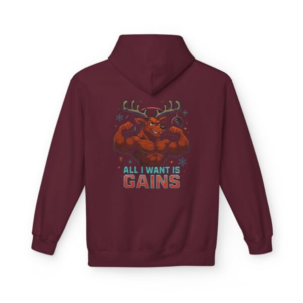 Fleece-Hoodie – Rentier-Bodybuilder-Design – ALL I WANT IS GAINS