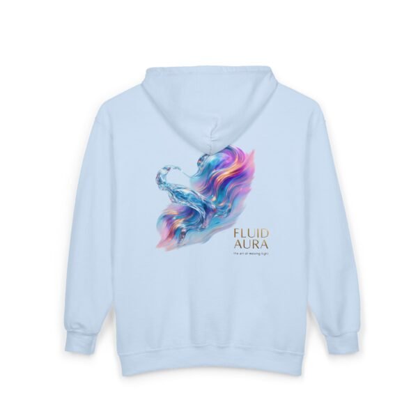 FLUID AURA – Unisex-Sweatshirt mit Kapuze und durchgehendem Reißverschluss aus Heavy Blend™-Material mit holografischem Farbenspiel und weichem Fleece