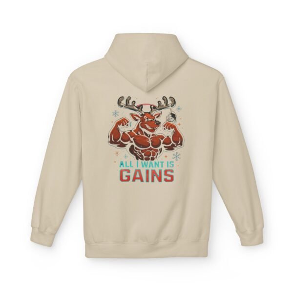 Fleece-Hoodie – Rentier-Bodybuilder-Design – ALL I WANT IS GAINS