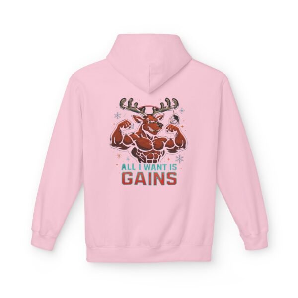 Fleece-Hoodie – Rentier-Bodybuilder-Design – ALL I WANT IS GAINS
