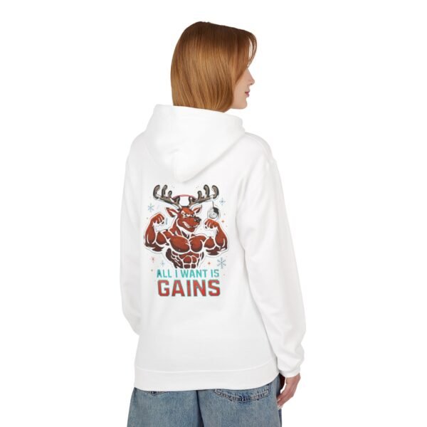 Fleece-Hoodie – Rentier-Bodybuilder-Design – ALL I WANT IS GAINS