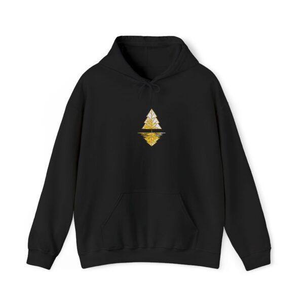 Goldener geometrischer Weihnachtsbaum-Hoodie – minimalistisches Golddesign