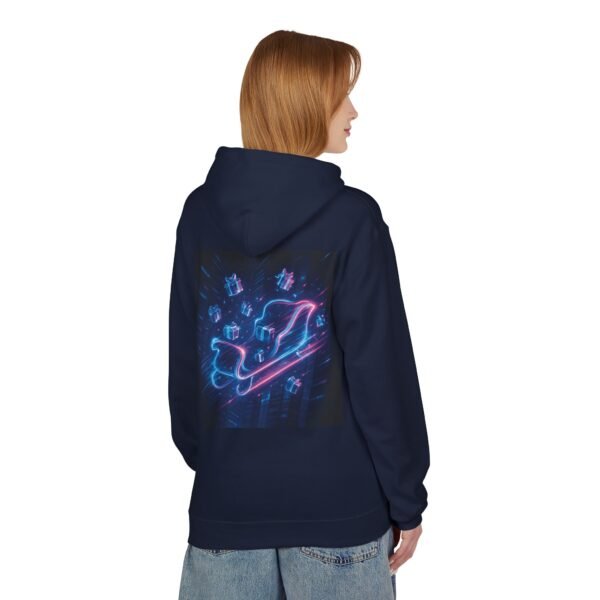 Fleece-Hoodie Cyber Sleigh Hyperdrive Futuristische Stadt Hologrammpakete