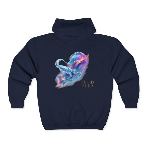 FLUID AURA – Unisex-Sweatshirt mit Kapuze und durchgehendem Reißverschluss aus Heavy Blend™-Material mit holografischem Farbenspiel und weichem Fleece