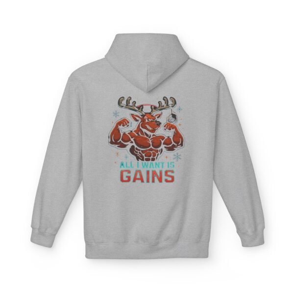 Fleece-Hoodie – Rentier-Bodybuilder-Design – ALL I WANT IS GAINS