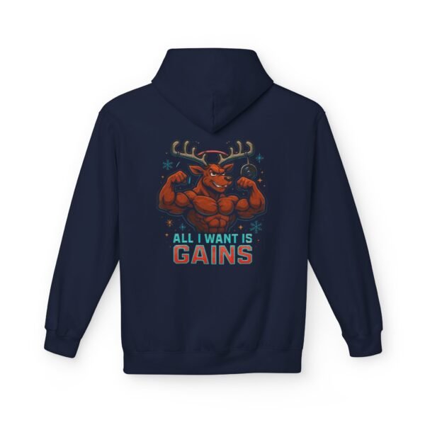 Fleece-Hoodie – Rentier-Bodybuilder-Design – ALL I WANT IS GAINS