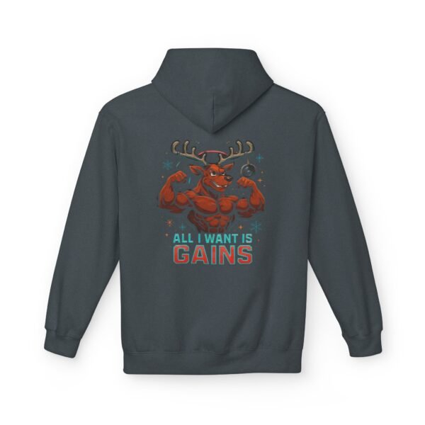 Fleece-Hoodie – Rentier-Bodybuilder-Design – ALL I WANT IS GAINS