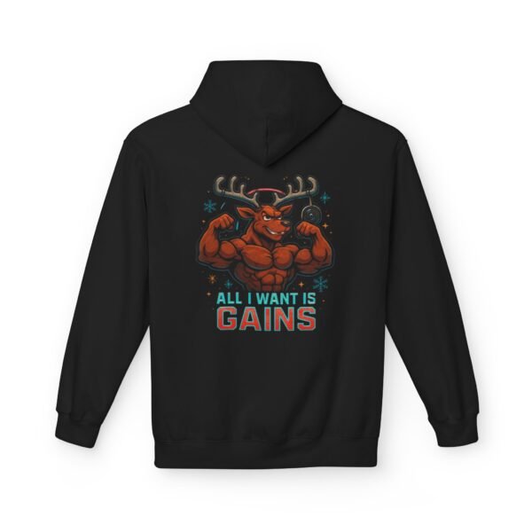 Fleece-Hoodie – Rentier-Bodybuilder-Design – ALL I WANT IS GAINS