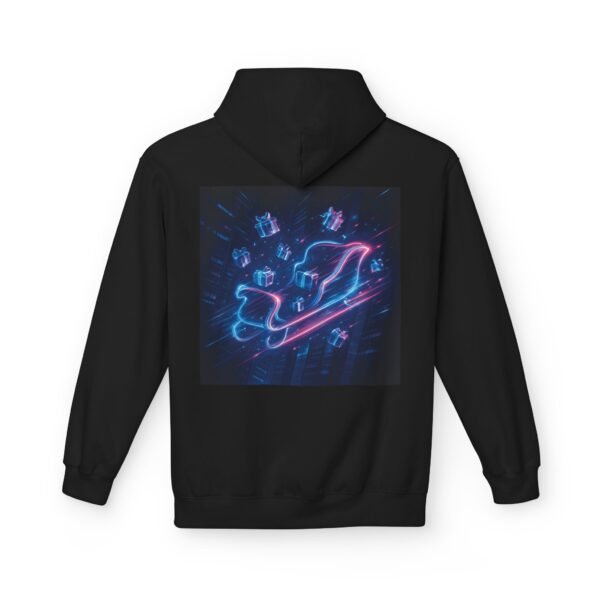 Fleece-Hoodie Cyber Sleigh Hyperdrive Futuristische Stadt Hologrammpakete