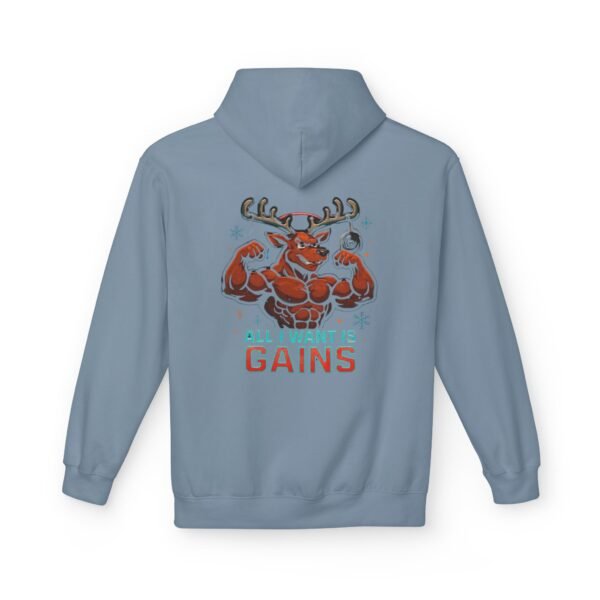 Fleece-Hoodie – Rentier-Bodybuilder-Design – ALL I WANT IS GAINS