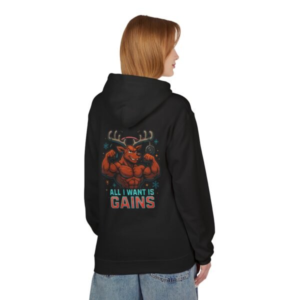 Fleece-Hoodie – Rentier-Bodybuilder-Design – ALL I WANT IS GAINS