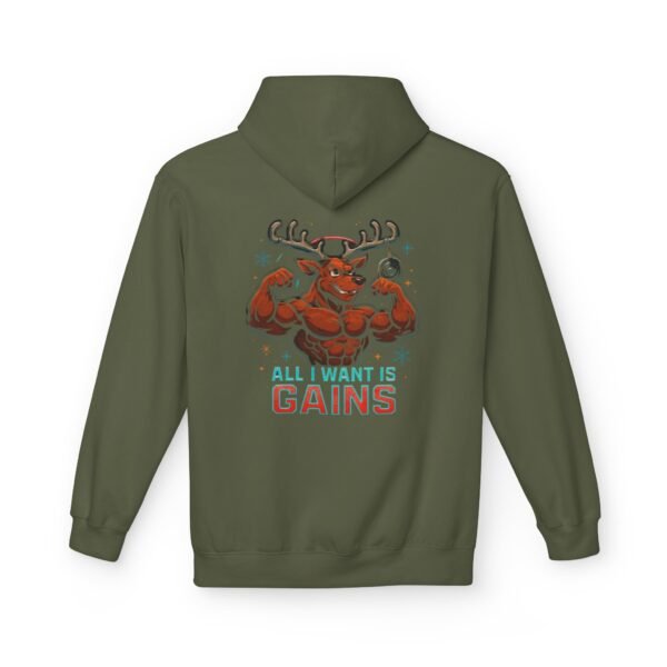 Fleece-Hoodie – Rentier-Bodybuilder-Design – ALL I WANT IS GAINS