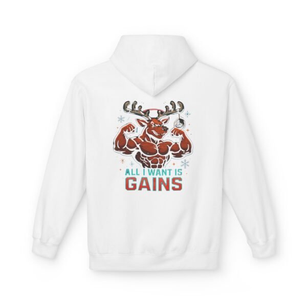 Fleece-Hoodie – Rentier-Bodybuilder-Design – ALL I WANT IS GAINS