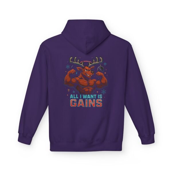 Fleece-Hoodie – Rentier-Bodybuilder-Design – ALL I WANT IS GAINS