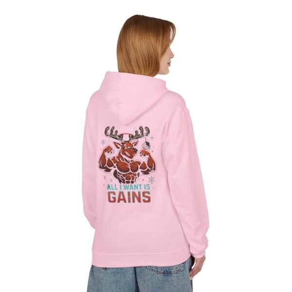 Fleece-Hoodie – Rentier-Bodybuilder-Design – ALL I WANT IS GAINS