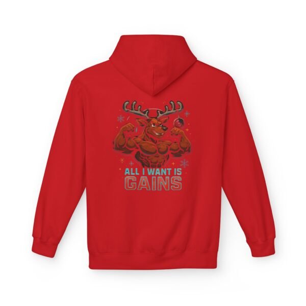 Fleece-Hoodie – Rentier-Bodybuilder-Design – ALL I WANT IS GAINS