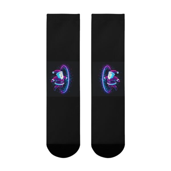 Sublimations-Crew-Socken Santa Glitch Hoodie – Einzigartiges festliches dreidimensionales Design