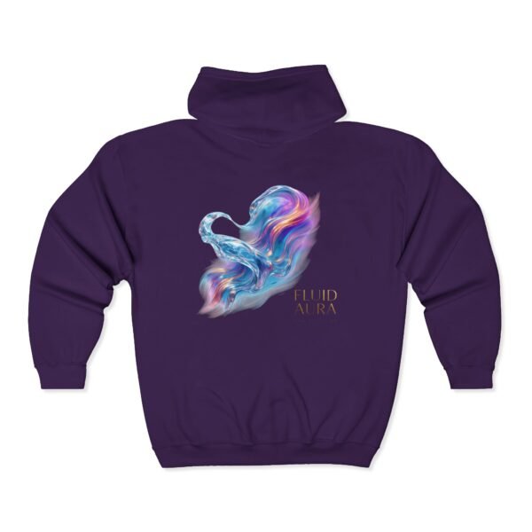 FLUID AURA – Unisex-Sweatshirt mit Kapuze und durchgehendem Reißverschluss aus Heavy Blend™-Material mit holografischem Farbenspiel und weichem Fleece