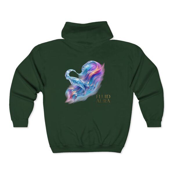 FLUID AURA – Unisex-Sweatshirt mit Kapuze und durchgehendem Reißverschluss aus Heavy Blend™-Material mit holografischem Farbenspiel und weichem Fleece