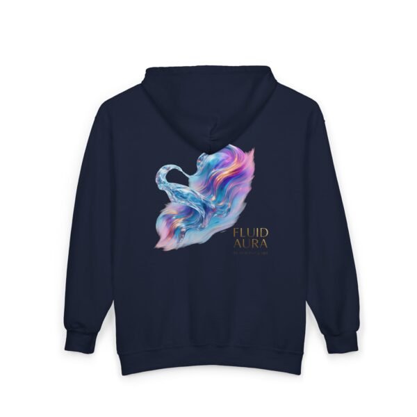 FLUID AURA – Unisex-Sweatshirt mit Kapuze und durchgehendem Reißverschluss aus Heavy Blend™-Material mit holografischem Farbenspiel und weichem Fleece