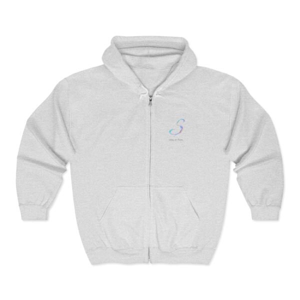 FLUID AURA – Unisex-Sweatshirt mit Kapuze und durchgehendem Reißverschluss aus Heavy Blend™-Material mit holografischem Farbenspiel und weichem Fleece