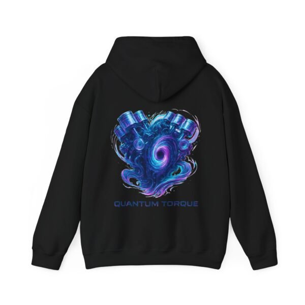 12620952972432545484_2048.jpeg Quantum Torque Hoodie – Surreale digitale Kunst eines biomechanischen V8-Motorkerns, der sich in ein Portal aus Licht und Energie verwandelt