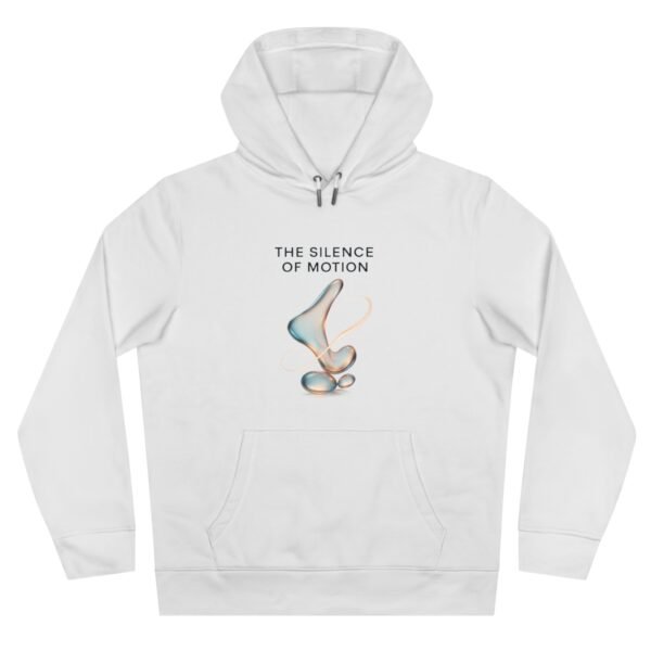 16106382309516723650_2048.jpeg Abstraktes Kapuzensweatshirt – „THE SILENCE OF MOTION“ Zeitgenössische Kunst in Cyan, Bernstein, Rosé und Graphitgrau