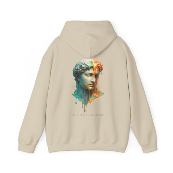 Melting Logic Hoodie Sweatshirt – Surreale Marmorstatue Kopf Neonfarbe Chaos Kunst
