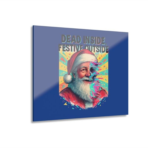 16981965788464872977_2048-3.jpeg Acryl-Druck mit French Cleat-Aufhängung – Schmelzender Weihnachtsmann und Neon-Glitch-Effekt - "Dead Inside, Festive Outside" (Der ehrliche Feiertagsmodus)