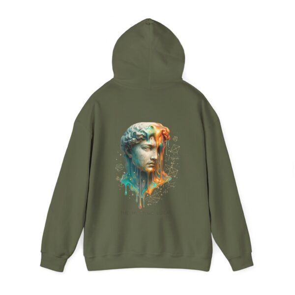Melting Logic Hoodie Sweatshirt – Surreale Marmorstatue Kopf Neonfarbe Chaos Kunst