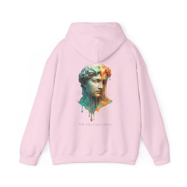 Melting Logic Hoodie Sweatshirt – Surreale Marmorstatue Kopf Neonfarbe Chaos Kunst