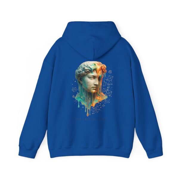 Melting Logic Hoodie Sweatshirt – Surreale Marmorstatue Kopf Neonfarbe Chaos Kunst