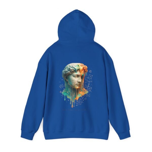 Melting Logic Hoodie Sweatshirt – Surreale Marmorstatue Kopf Neonfarbe Chaos Kunst