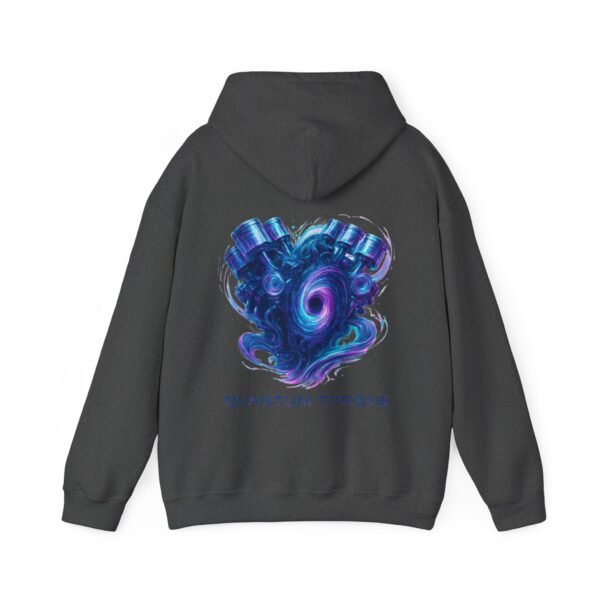 5062492689755626542_2048.jpeg Quantum Torque Hoodie – Surreale digitale Kunst eines biomechanischen V8-Motorkerns, der sich in ein Portal aus Licht und Energie verwandelt