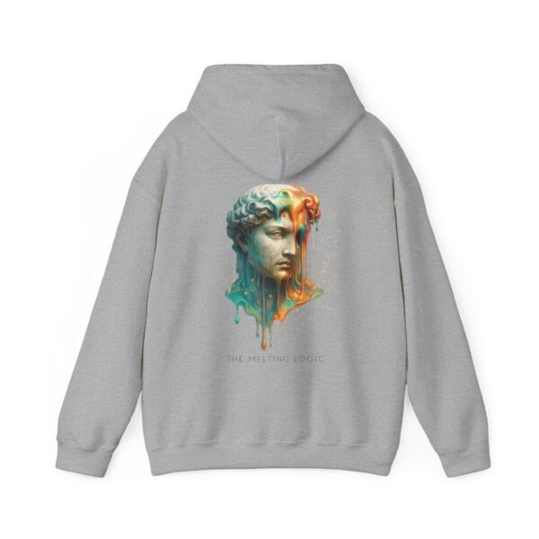 Melting Logic Hoodie Sweatshirt – Surreale Marmorstatue Kopf Neonfarbe Chaos Kunst