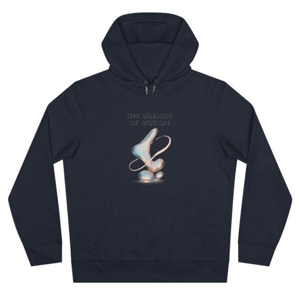 5746071102844583383_2048.jpeg Abstraktes Kapuzensweatshirt – „THE SILENCE OF MOTION“ Zeitgenössische Kunst in Cyan, Bernstein, Rosé und Graphitgrau