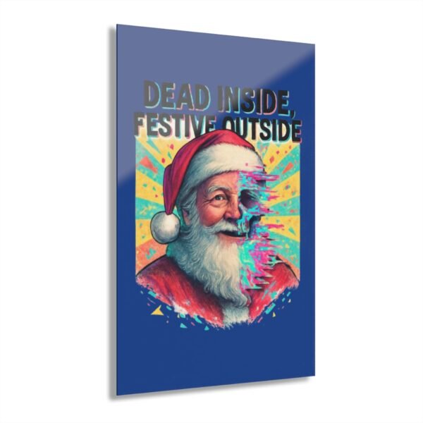 8205910342437596424_2048-3.jpeg Acryl-Druck mit French Cleat-Aufhängung – Schmelzender Weihnachtsmann und Neon-Glitch-Effekt - "Dead Inside, Festive Outside" (Der ehrliche Feiertagsmodus)